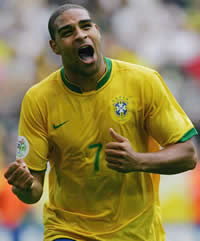 Brazil's striker Adriano celebrates
