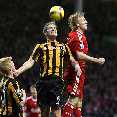 Kuyt playing for Liverpool against Hull City at Anfield