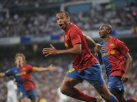 Barcelona's Thierry Henry celebrates after scoring against Real Madrid