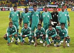 Nigeria's national football team lined up for a picture before a match