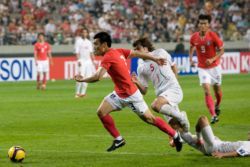 South Korea playing in the 2010 FIFA World Cup qualifiers in the AFC zone.