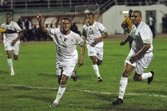 Algeria's top football stars - Playmaker Karim Ziani celebrates after scoring 