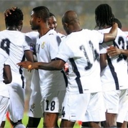 Ghana's Black Stars celebrate together as they take the lead against Togo