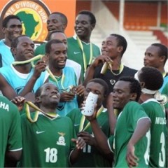 Zambia's football players looking happy