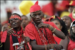 Angola fans chanting in support of the Palancas Negras.