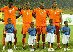 Cote d'Ivoire players lined up before a match