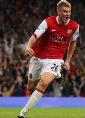 Arsenal striker Nicklas Bendtner. The Dane has been great.