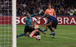 Inter Milan defender Maicon during his second goal at the San Siro against Barcelona