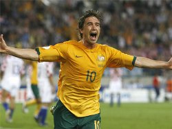 Australia's Harry Kewell celebrate after scoring yet again for the Socceroos.