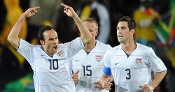 Landon Donovan celebrates with his USA mates.