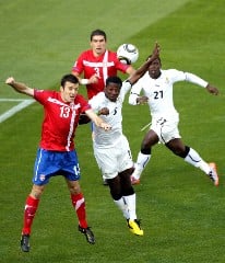 Serbia defend as Ghana attack.