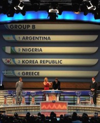 2010 FIFA World Cup draw: Group B - Argentina, Nigeria, Korea Republic, Greece.