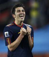 Spain's David Villa celebrates his goal.