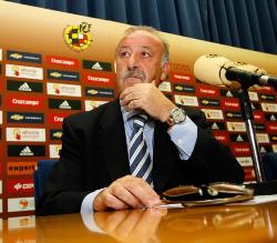 Spain coach Vicente del Bosque at a press conference.
