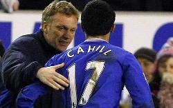 Everton's David Moyes and Tim Cahill