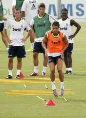 Real Madrid players pictured during training.