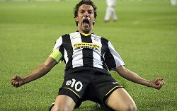Juventus Captaiin Alessandro Del Piero celebrates