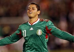 Javier Hernandez of Mexico celebrates after scoring a goal for the national team.