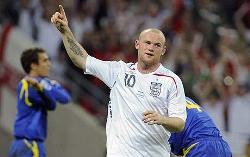 England striker Wayne Rooney celebrates another goal