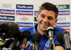 England Captain Steven Gerrard pictured during a press conference.