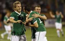 Euro 2012 Qualifying - Republic of Ireland's Keith Fahey celebrates with the rest of his mates.