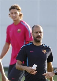 Zlatan Ibrahimovic and Pep Guardiola, at Barcelona