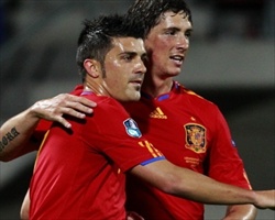David Villa and Fernando Torres against Liechtenstein in the UEFA Euro 2012 Qualifying. Villa must bounce back in order to help Spain in their run for the Championship.