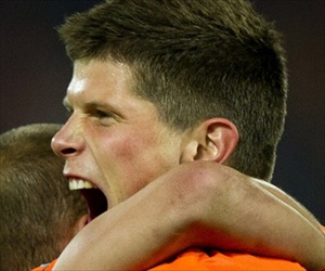 Holland's Klaas-Jan Huntelaar playing in the UEFA Euro 2012 Qualifiers