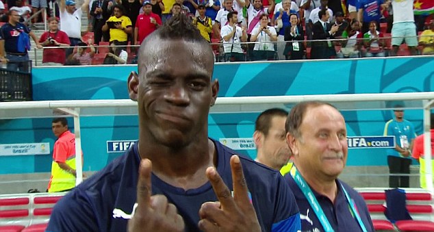 Balotelli won the England vs Italy fixture with a header and celebrated with a 2-1 gesture at the end of the match.