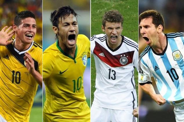 FIFA World Cup, World Cup 2014, Colombia, Brazil, Germany, Argentina, James Rodriguez, Neymar, Thomas Mueller, Lionel Messi