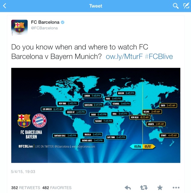 Barcelona vs Bayern - Twitter timezones