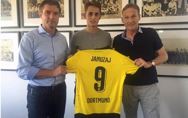 Januzaj posing for a photo after joining Borussia Dortmund on a loan-deal