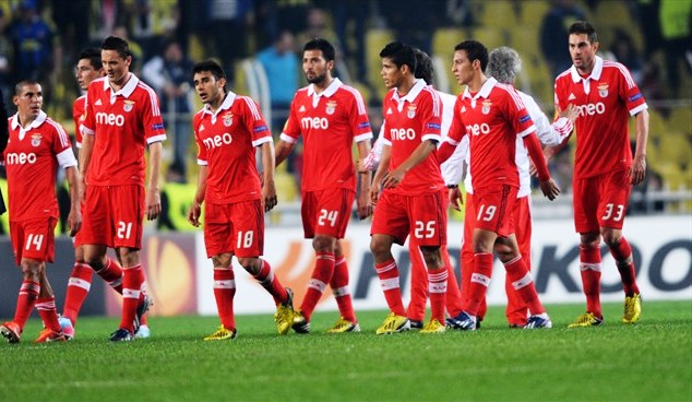 Benfica players during a previous Europa League match 