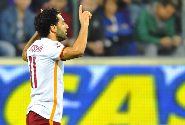 Mohammed Salah celebrates his goal against Fiorentina last weekend 