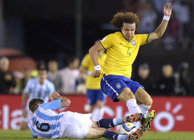 Brazil's David Luiz in action against Argentina