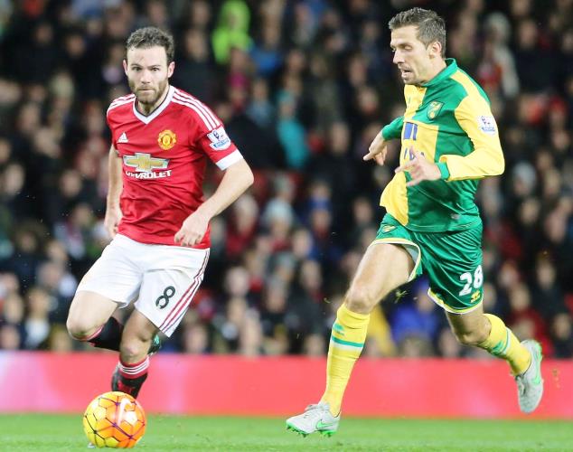 Juan Mata in action against Norwich 