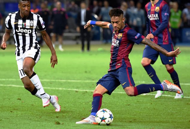 Neymar scores against Juventus in the UEFA Champions League final 