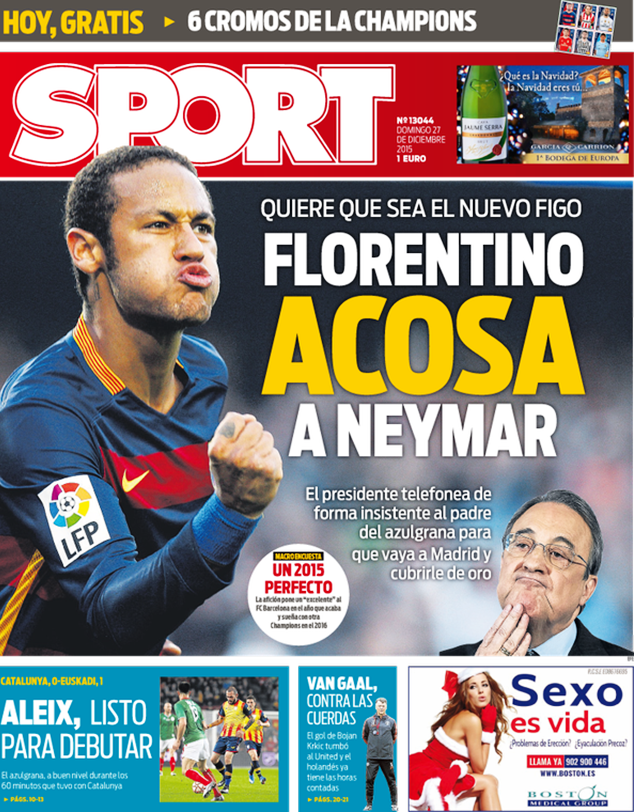 Neymar to Real Madrid as reported by Sport