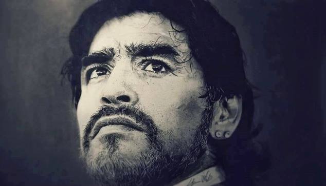 Diego Maradona portrait by Italian artist Vincenzo Lamagna