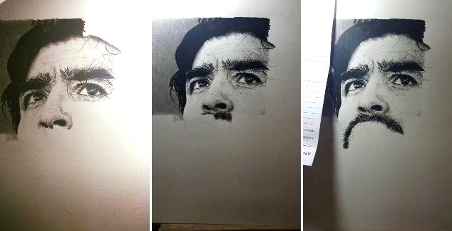 Maradona's sketch in stages - by Italian artist Vincenzo Lamagna