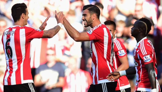 Southampton's Pelle celebrates his goal against Man United at St. Mary's Stadium last year. He has a solid record of scoring against the English giants. 