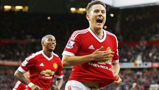 Ander Herrera celebrates one of his goals for Man United. 