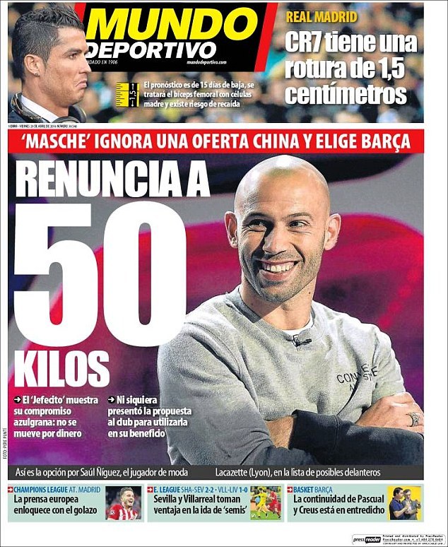 Mundo Deportivo's story on Javier Mascherano