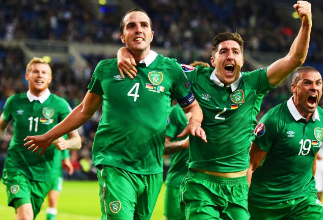 John O'Shea celebrates his goal for the Republic of Ireland 