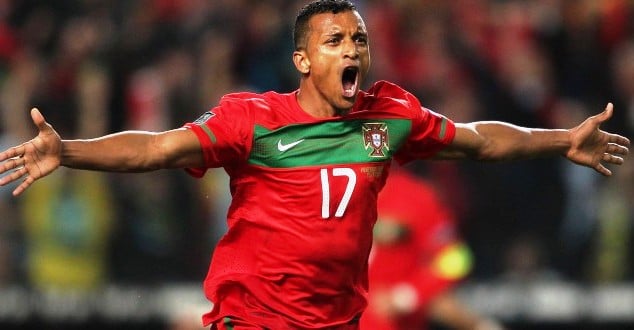 Luis Nani in action for Portugal