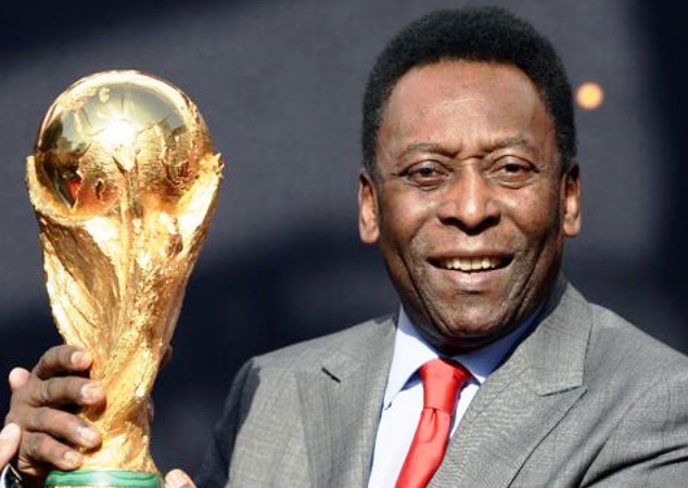 Pele with the World Cup trophy