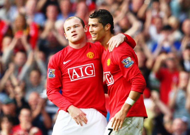 Ronaldo and Wayne Rooney at Manchester United