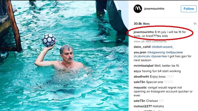 Mourinho's Instagram message