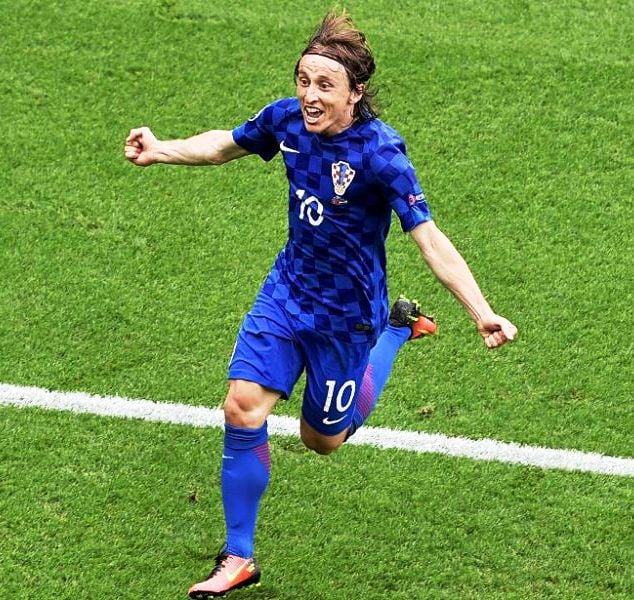 Croatia's Luka Modric celebrates scoring against Turkey in their first match of Group D at the Euro 2016