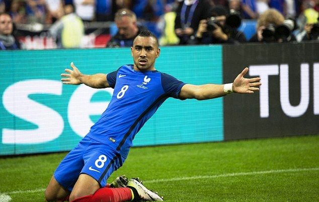Payet celebrates one of his goals for France in the ongoing Euro 2016